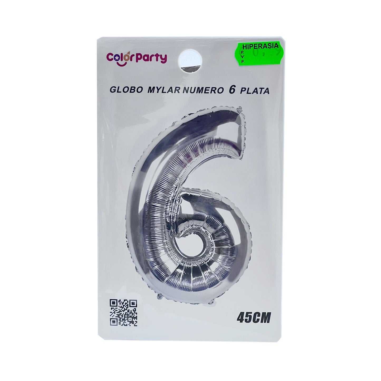 Globo 6 plata 45 cm