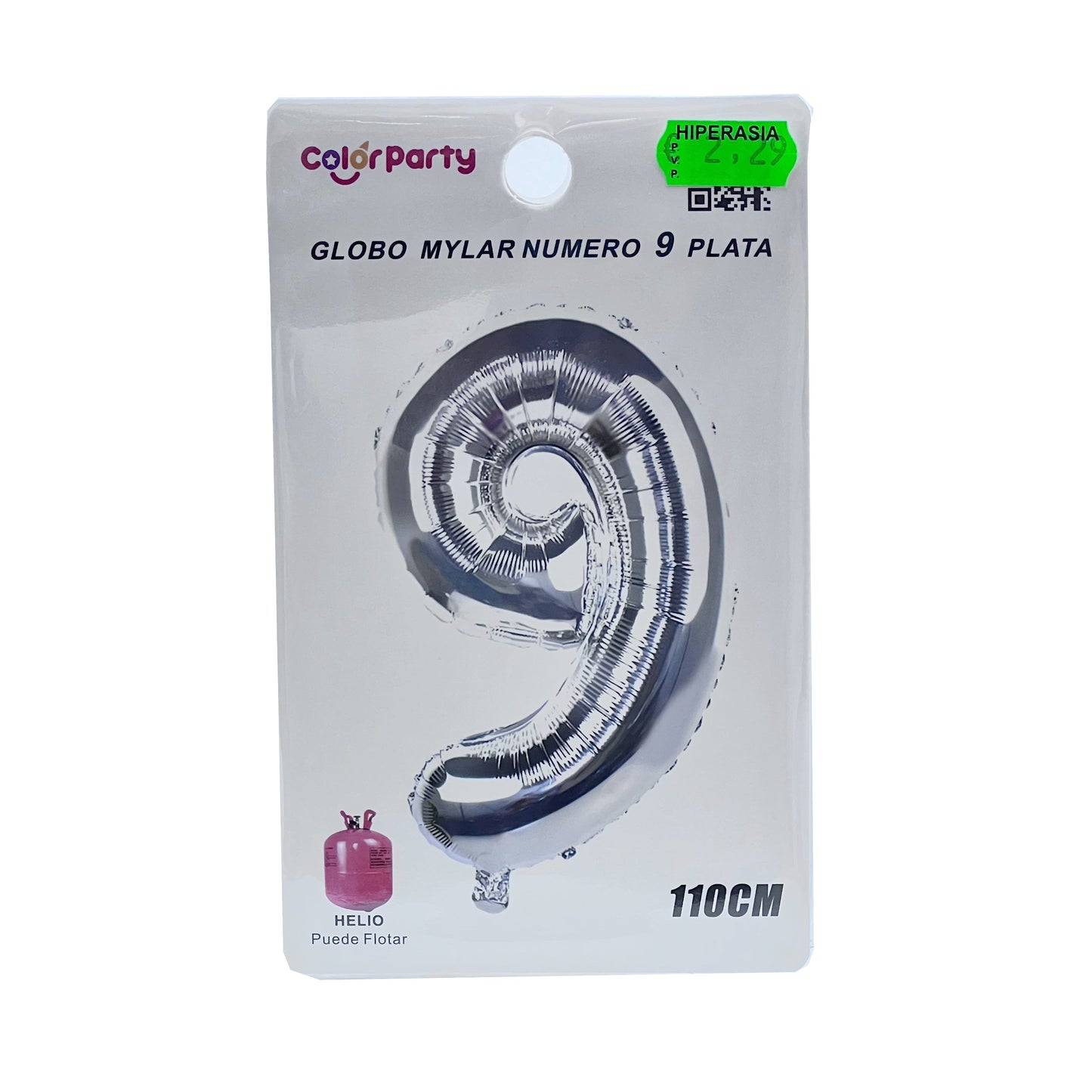 Globo 9 plata 110 cm