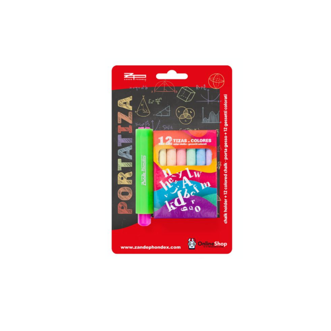 12 Tizas Color + Portatiza