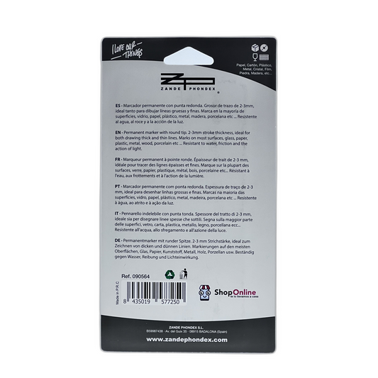 4 Marcadores Permanentes 2-3 mm (PACK 3+1)