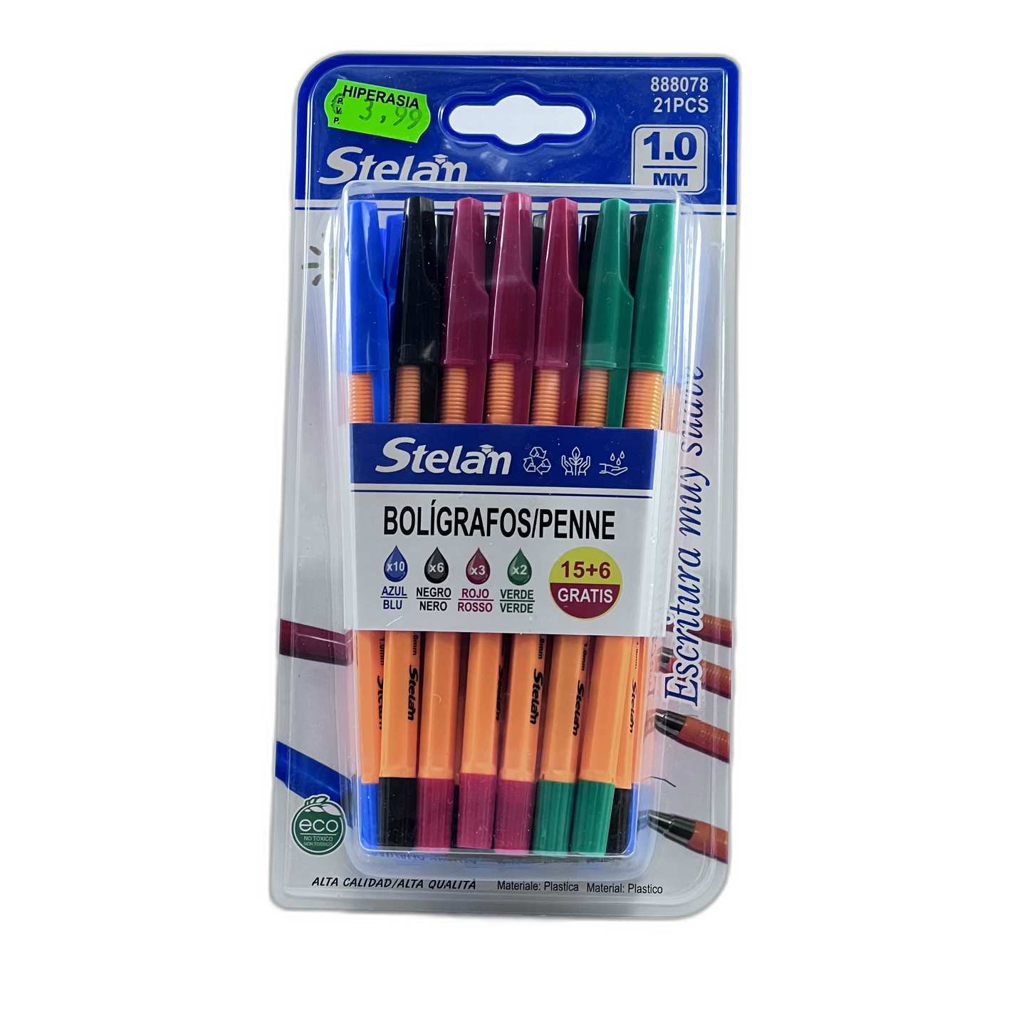 Paquete de bolígrafos de colores 15+6
