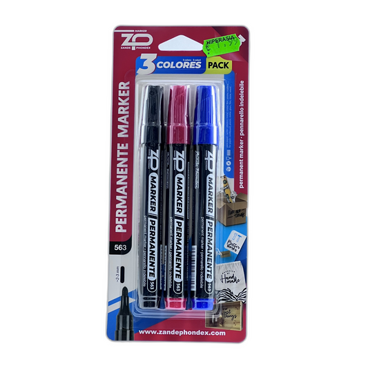 3 Permanentes: Negro, Rojo, Azul