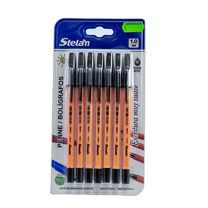 7 Bolígrafos de color negro