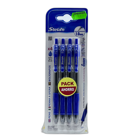 Pack ahorro de 4 bolígrafos azules