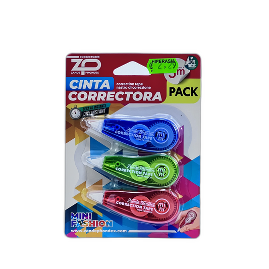 Pack de 3 cintas correctoras de 3 metros